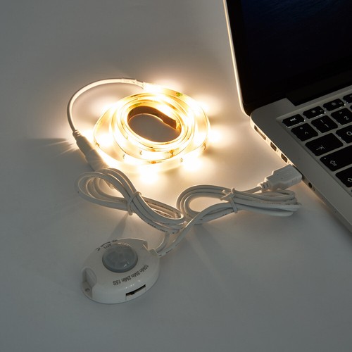 LED Sensor USB Strip Nachtlicht Set 1,2m warm 2,4W IP44 Bewegungsmelder Sensor - Bild 5 von 5