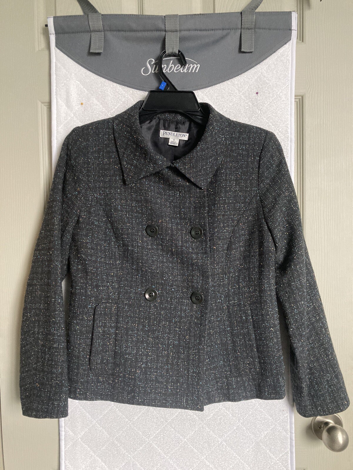 Pendleton  Virgin Wool Crop Blazer Jacket Blue/Gr… - image 2