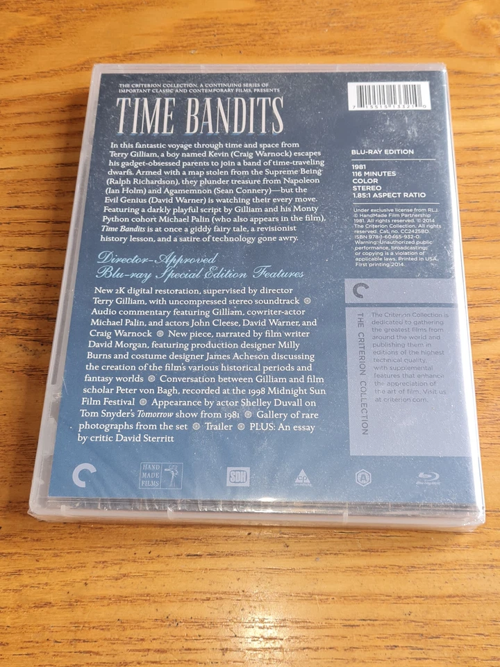 TIME BANDITS new Bluray Criterion US import region a(1981 fantasy,Terry Gilliam) - Image 2 of 3