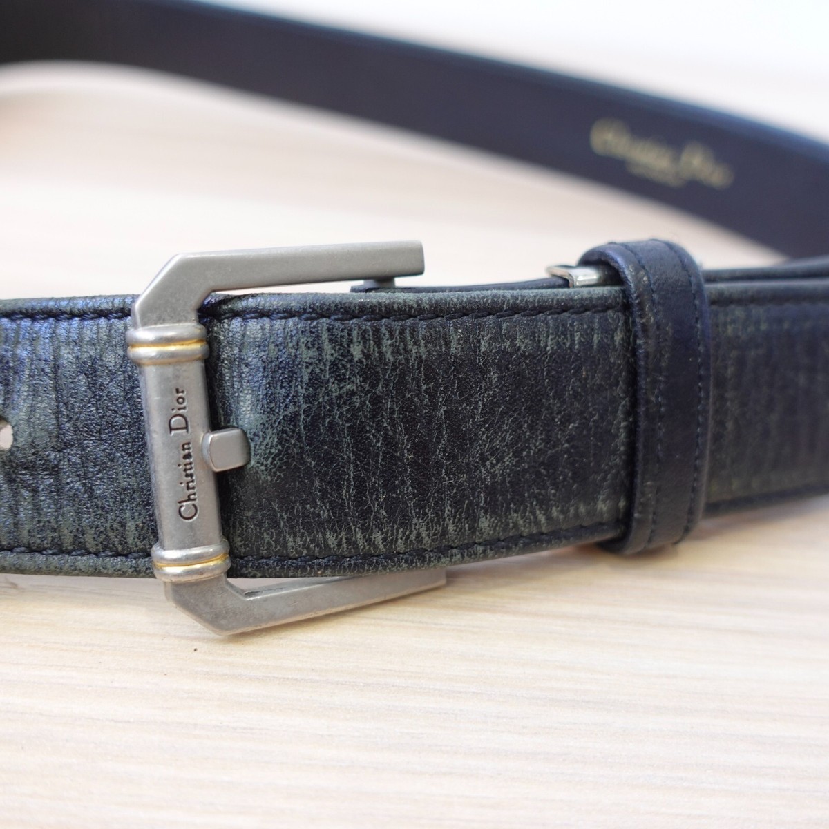 VINTAGE Christian Dior Belt 26 65 XS Black Leather Luxury Classic