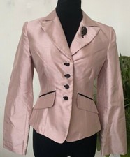 NWT Kay Unger New York Pink Silk Blazer Jacket With Broach Size 2, MSRP 580