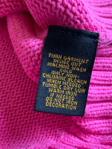 Ralph Lauren Womens Fuchsia Sweater 100% Cotton Gold Twist Lock Button XL - Picture 7 of 10