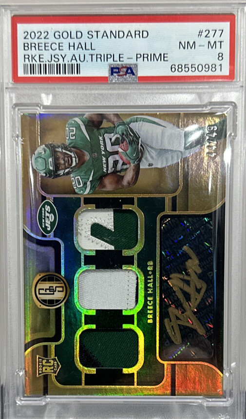 Breece Hall Panini Gold Standard #277 Rookie Jersey Autographs Triple-Prime