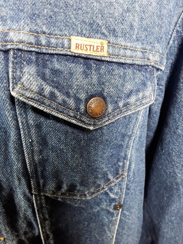 Vintage Rustler Men's Blue Denim Jean Jacket Size Large Made in U.S.A - Picture 4 of 11