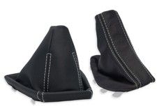 FÜR BMW X3 E83 SCHALTMANSCHETTE HANDBREMSSACK NATURLEDER NAHT WEISS