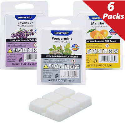 6x35g Luxus stark duftendes 100% reines ätherisches Öl Wachs Melts / Törtchen (36 Würfel)