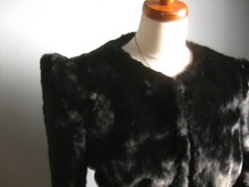 Ronit Zilkha Fur Jacket Faux 14 12 30s 40s Puff Sleeve Retro Glam Short Coat 
