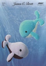 James Brett Flutterby Chunky Knitting Pattern To Knit Stuffed Whale Toy JB807