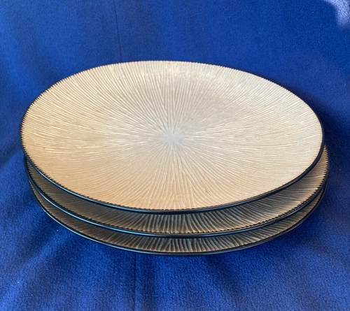 Set of 3 Sakura Bombay 11 1/2" Stoneware Dinner Plate Textured Black/Tan