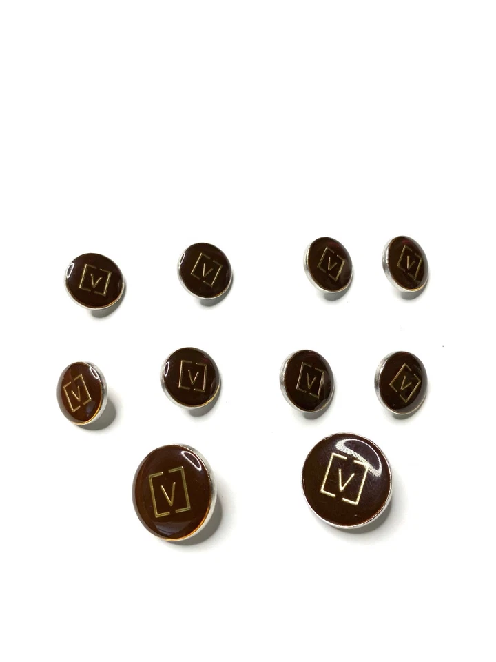 (10) VALENTINO V Logo Brown Gold Buttons Replacement Suit Jacket Coat Cuff Shirt - Image 4 of 4