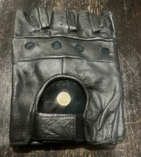 Leather Finger less Unisex Weight Training Cycling Driving Gloves - Black Color