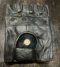 Leather Finger less Unisex Weight Training Cycling Driving Gloves - Black Color