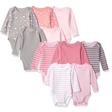 Hanes Baby Long Sleeve Bodysuit, Ultimate Flexy Bodysuits Boys & Girls, 5-Pack