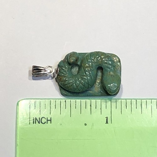 Schlange Schnitzerei Türkis Anhänger Charm grüner Edelstein Sterlingsilber 925 Z007 - Bild 8 von 12