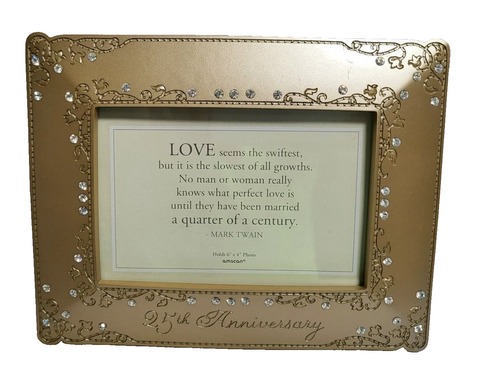 Marco de fotos 25 aniversario de boda 4 x 6 detalles de estrás de fotos Foto 4 de 4