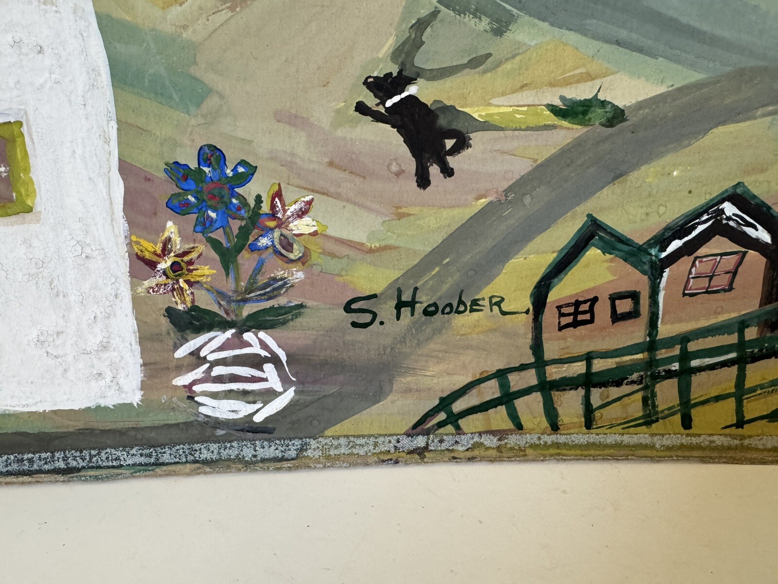 S. Hoober Folk Art Painting Outsider MID CENTURY Post Modern Art WPG ERA