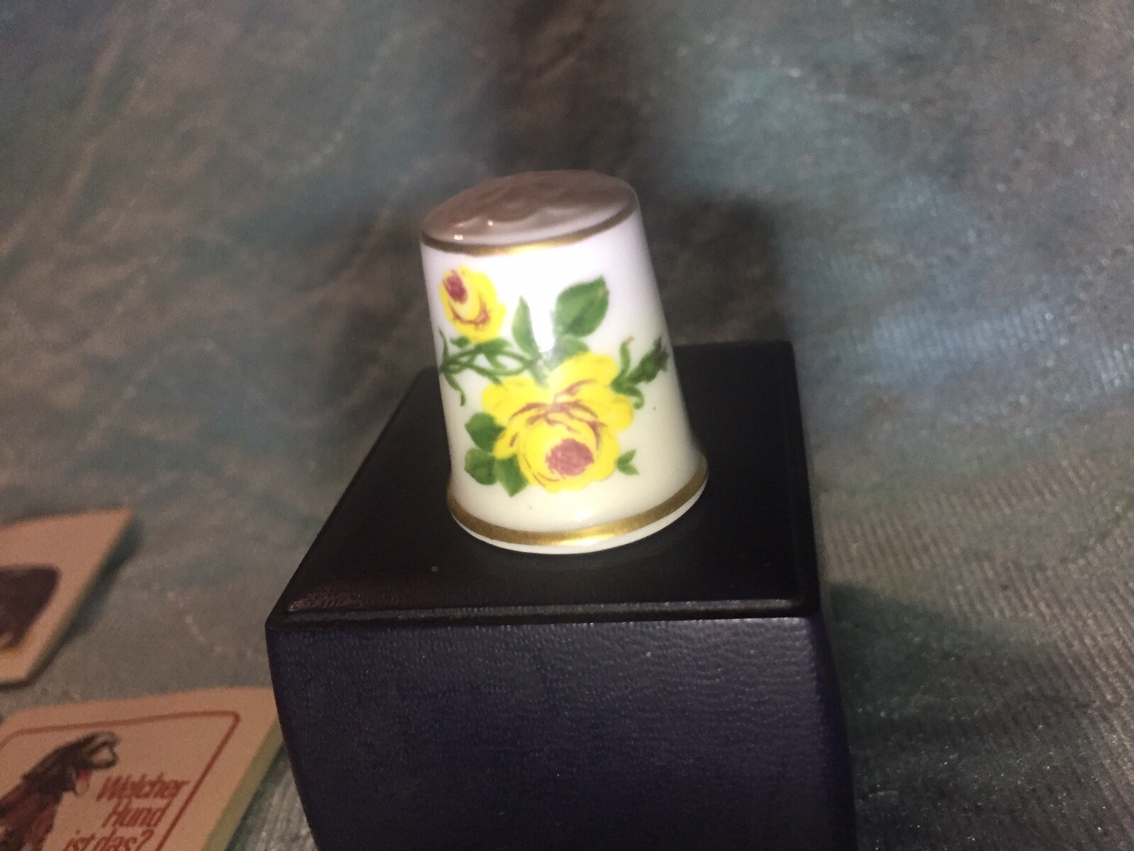 Vintage Thimble Kaiser West Germany Yellow Flowers Gold Trim Marked W