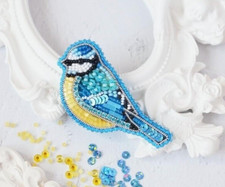 DIY Jewelry Making Beading kit Titmouse Brooch Bead Embroidery Pin Needlepoint
