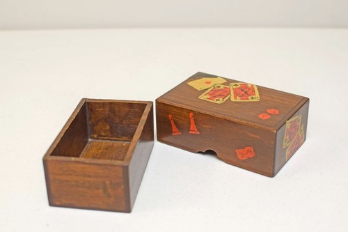 Vintage Handmade Decoupage Small Trinket Playing Card Box~Game Pieces/Cards/Dice - Picture 5 of 5