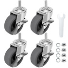Caster Wheels Casters Set of 4 3" Rubber Heavy Duty Threaded Stem Mount Industri