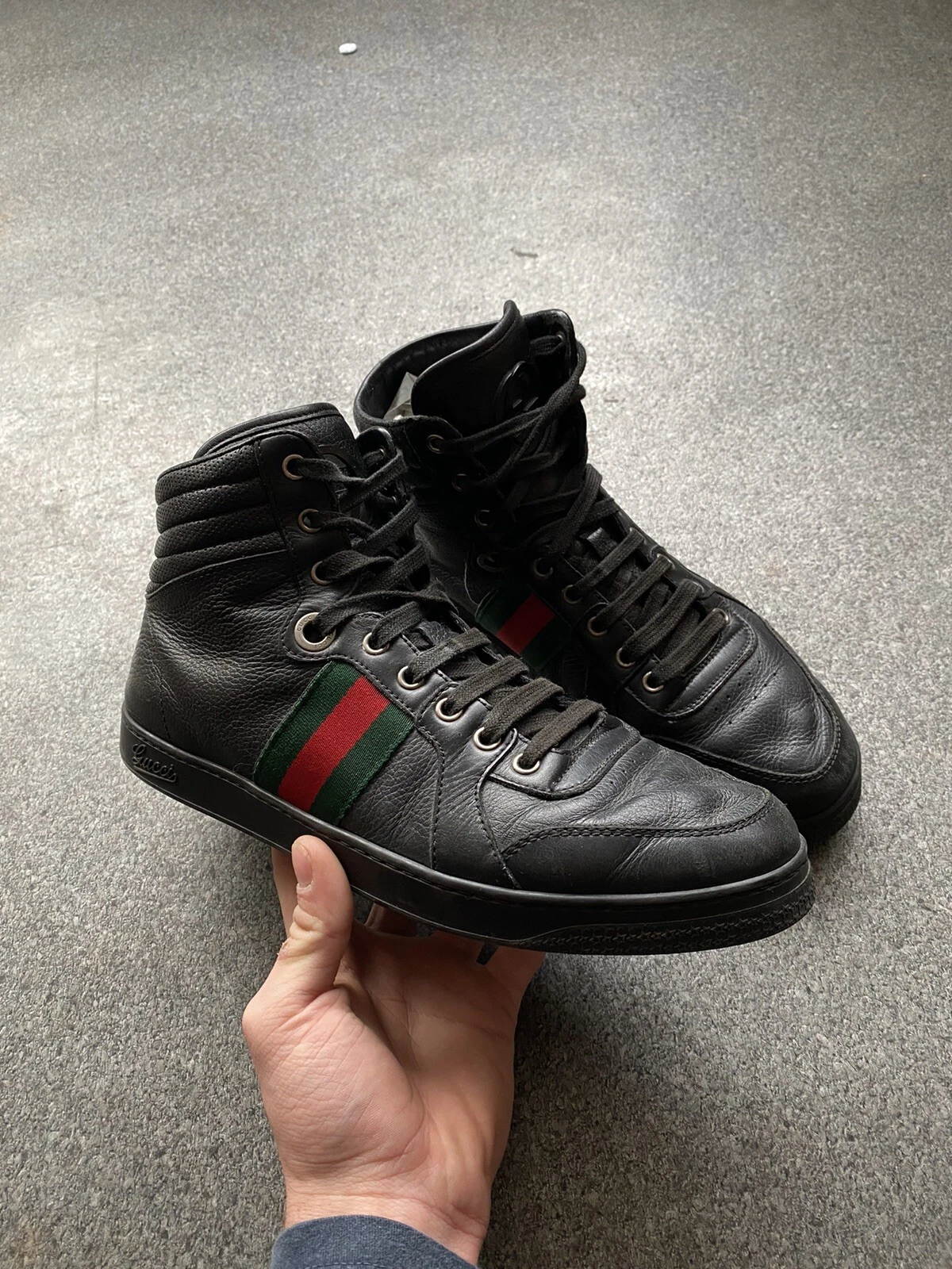 Baskets montantes GUCCI Coda Guccissima en cuir noir 7,5