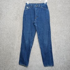Vintage Wrangler Jeans Womens 8X34 Blue Denim Cotton High Waist USA Mom Pants