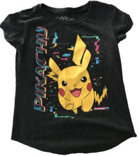 2023 Pokemon Youth PIKACHU SHIRT Medium M 7-8 Dark Gray Cotton Blend Kids