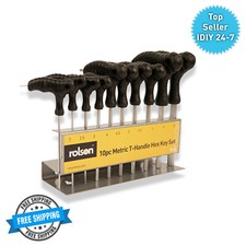 10 Stck. Lang Metrisch Doppelendig Sechskant Inbusschl&uuml;ssel Set Allan T Griff 2-10 mm