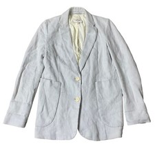 Wilfred Aritzia 100% Linen Blazer Women 2 Coastal Grey Jacket Machine Washable!