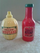 Ceramic Ketchup and Mustard Salt and Pepper Shakers