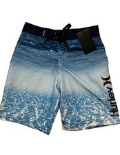 Hurley Boys Board Shorts Size 8/24 Blue Ocean Print Swim Trunks NWT