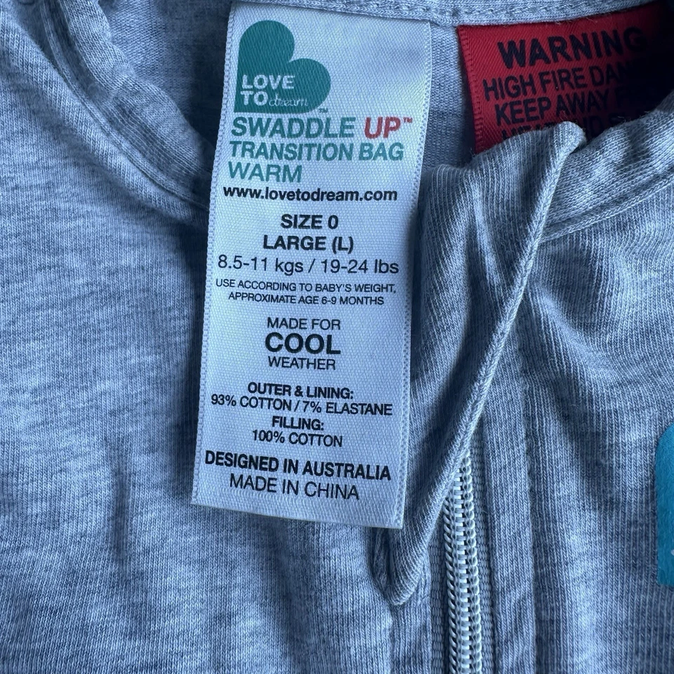 Saco de dormir Love To Dream talla 0 gris Happy Hats para clima fresco ver fotos Foto 4 de 4