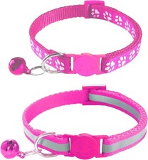 2 Pack Breakaway Cat Collars with Bells, Reflective Design and Claw Print Design