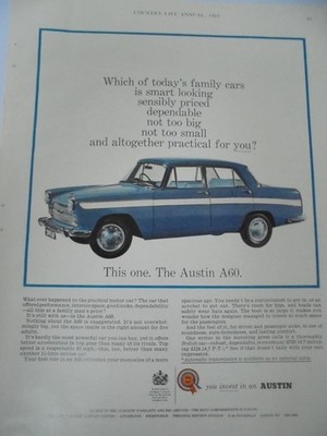 1965 WERBUNG AUSTIN A60 BMC MOTOR CAR + BECAS SUPPE & UNVERGLEICHLICHE KÜCHEN