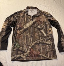 Mossy Oak Shirt Large Brown 1/4 Zip Pullover Long Sleeve Break Up Infinity