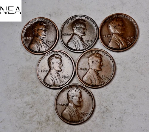(6) 1919-D Lincoln Wheat Cent Set/Lot ~ Extra Fine XF/EF ~ 6 Coins (ZWL48)