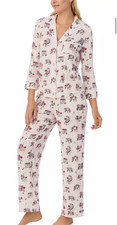NEW Kate Spade New York Pink Knit Pajama Set M Med City Scene SOFT Free ship
