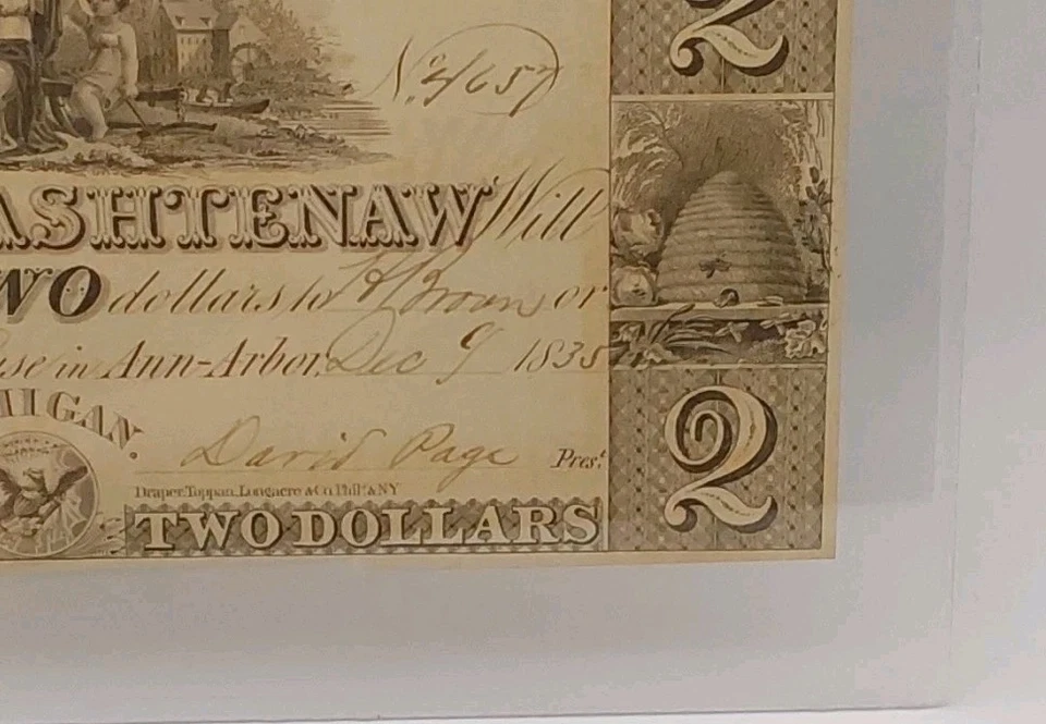 1835 $2 Bank Of Washtenaw, Ann Arbor Obsolete Currency PMG CH UNC 58 MI50G6 - Image 3 of 4