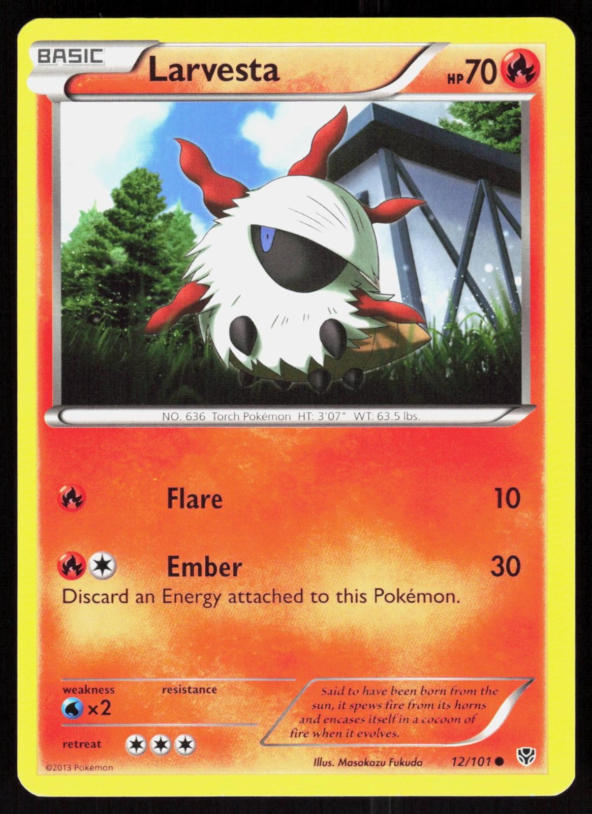 Larvesta 12/101 2013 Common Plasma Blast Pokemon