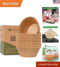 Parchment 200pcs Jumbo Muffin Liners for Baking - Natural Paper Large Cupcake...