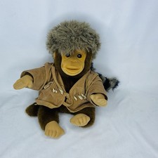 Vintage Hosung Monkey Chimp Plush Hand Puppet 1994 Brown Squeaker Flocked Face