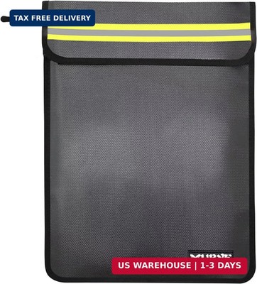 Fireproof Waterproof Money Document Bag - 15''x 11'' Safe Zipper Bags with Reflect