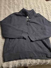Goodfellow  Co Men's Pullover Sweatshirt 2XL Diamond Quilted Pattern Snap Blue