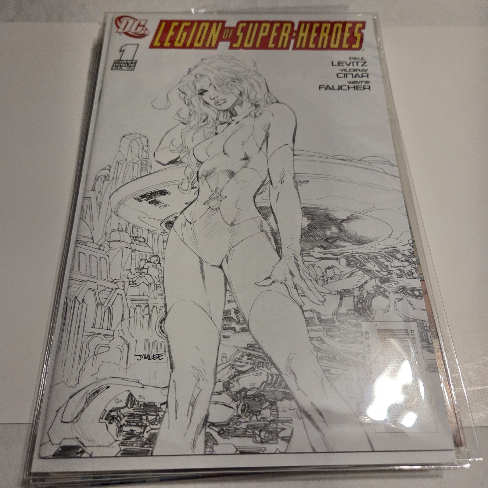 LEGION OF SUPER-HEROES #1 Jim Lee  2010 DC Comics 2nd Print B&W Variant