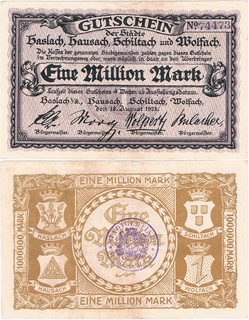 1 Million Mark Gutschein der Städte Haslach Hausach Schiltach und Wolfach