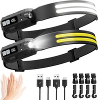 Stirnlampe LED Wiederaufladbar 2000 Lumen 270° Weitwinkel 2 StüCk Set