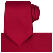 Satin Tie Set Solid Ties Mens Necktie  Pocket Square Red Apple