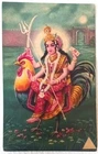 Vintage Hindu Goddess Bahuchara Mata Postcard on Rooster Vahana Unused 1960s-80s