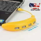 2.0 USB Multi HUB Ports Splitter Hub 4 Port Multiple Expander Banana Shape - US