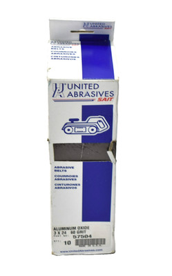 Sait United Abrasives Sanding Belts 10 Pack 3'' x 24'' 60 Grit 57504 Closed Coat